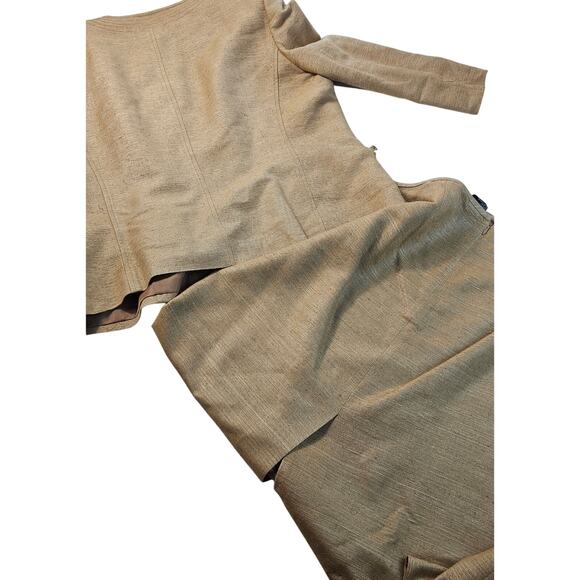 Kasper vintage 100% silk yellow silk suit set button up size 18 long sleeve - Picture 2 of 11
